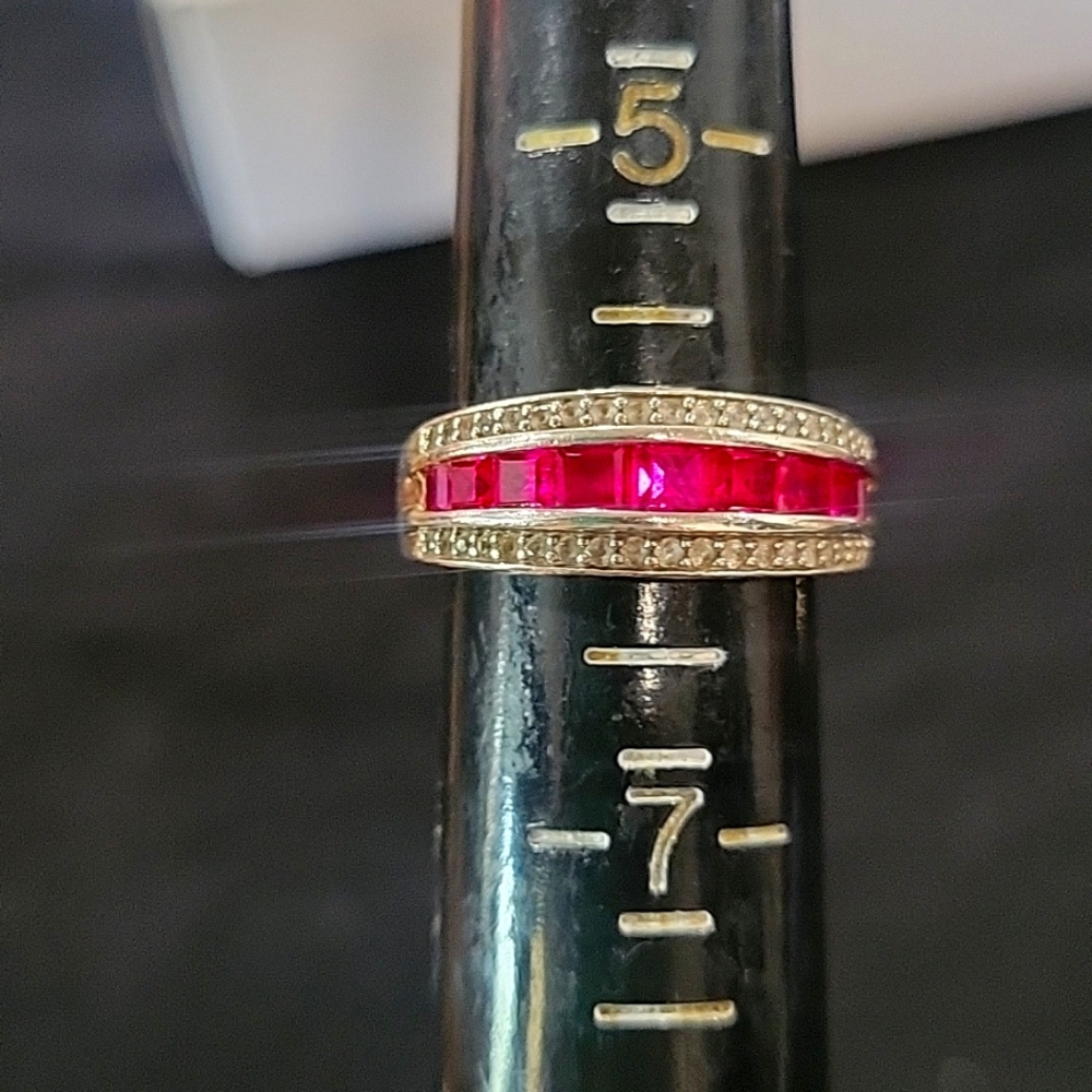 925 Ruby And Diamond Ring Size 6 - image 1